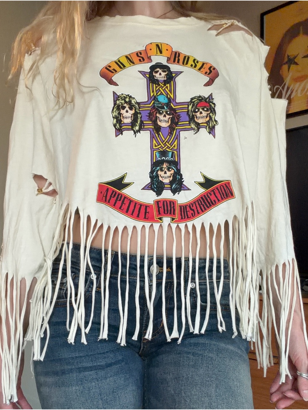 Guns N' Roses 'Appetite for Destruction' Fringe Cropped Tee - White